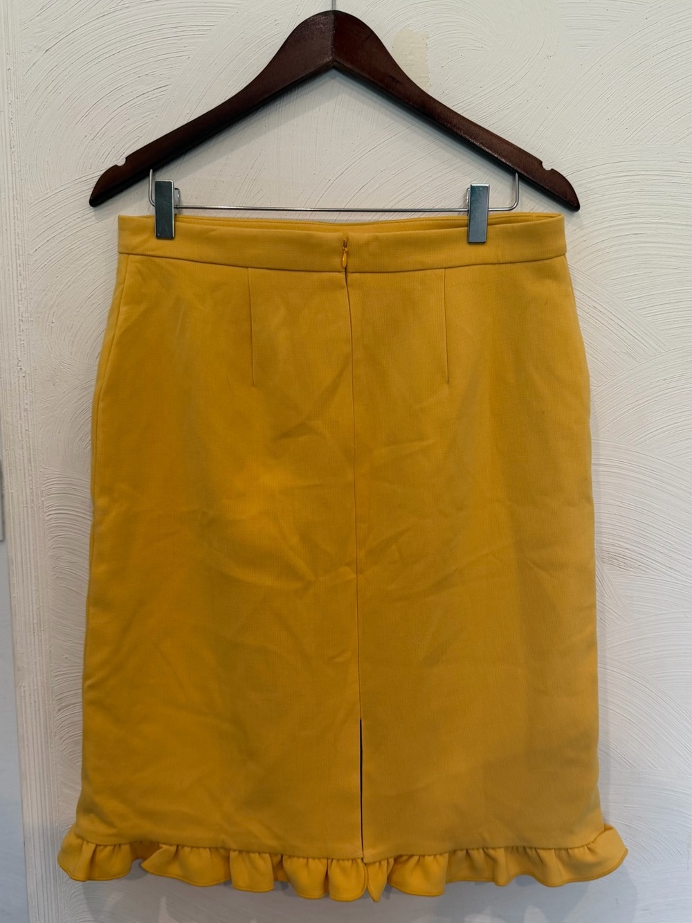 Ann Taylor Mustard Yellow Pencil Skirt with Ruffle Trim - Picture 2 of 6